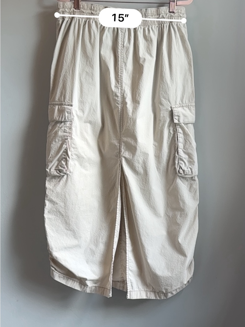 Garage 100% Cotton Light Tan Parachute Cargo Maxi Skirt Y2K Utility - Picture 12 of 14